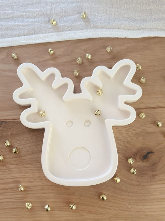 Handgefertigtes Rentier-Schmucktablett aus Jesmonite